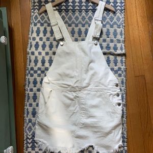 Free people torn up white skirt overalls